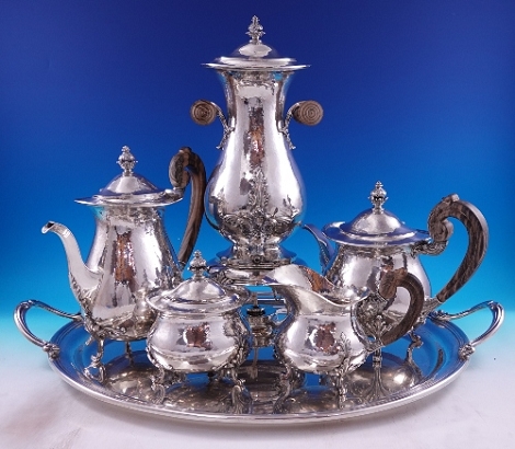 5 pc Tea Set with Tray RARE 333 ozt sku# 8884-h - Laura by Buccellati Sterling - Sterling 